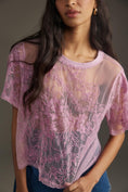 Load image into Gallery viewer, By Anthropologie Short-Sleeve Embroidered Mesh Top
