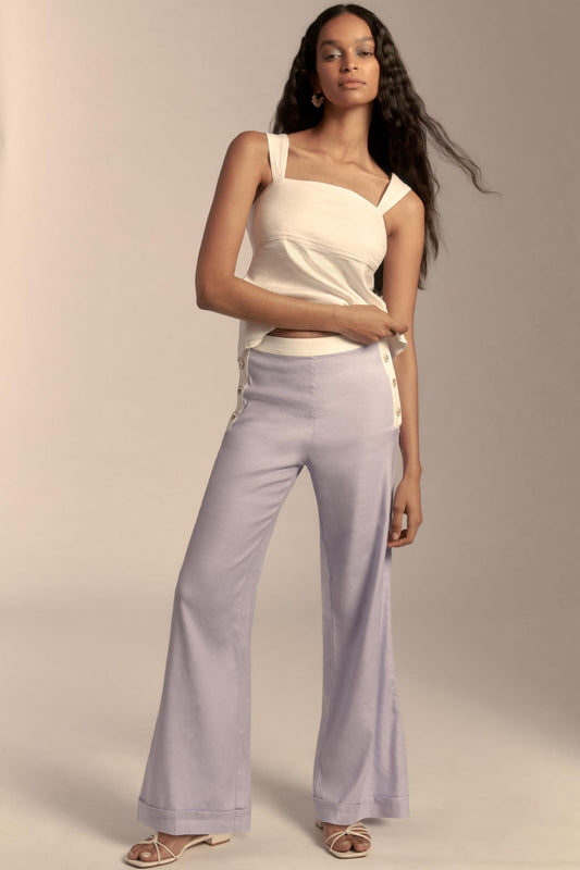 Maeve Linen Side-Button Trousers