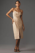 Load image into Gallery viewer, By Anthropologie Linen Sweetheart Slim Midi Dress
