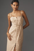 Load image into Gallery viewer, By Anthropologie Linen Sweetheart Slim Midi Dress
