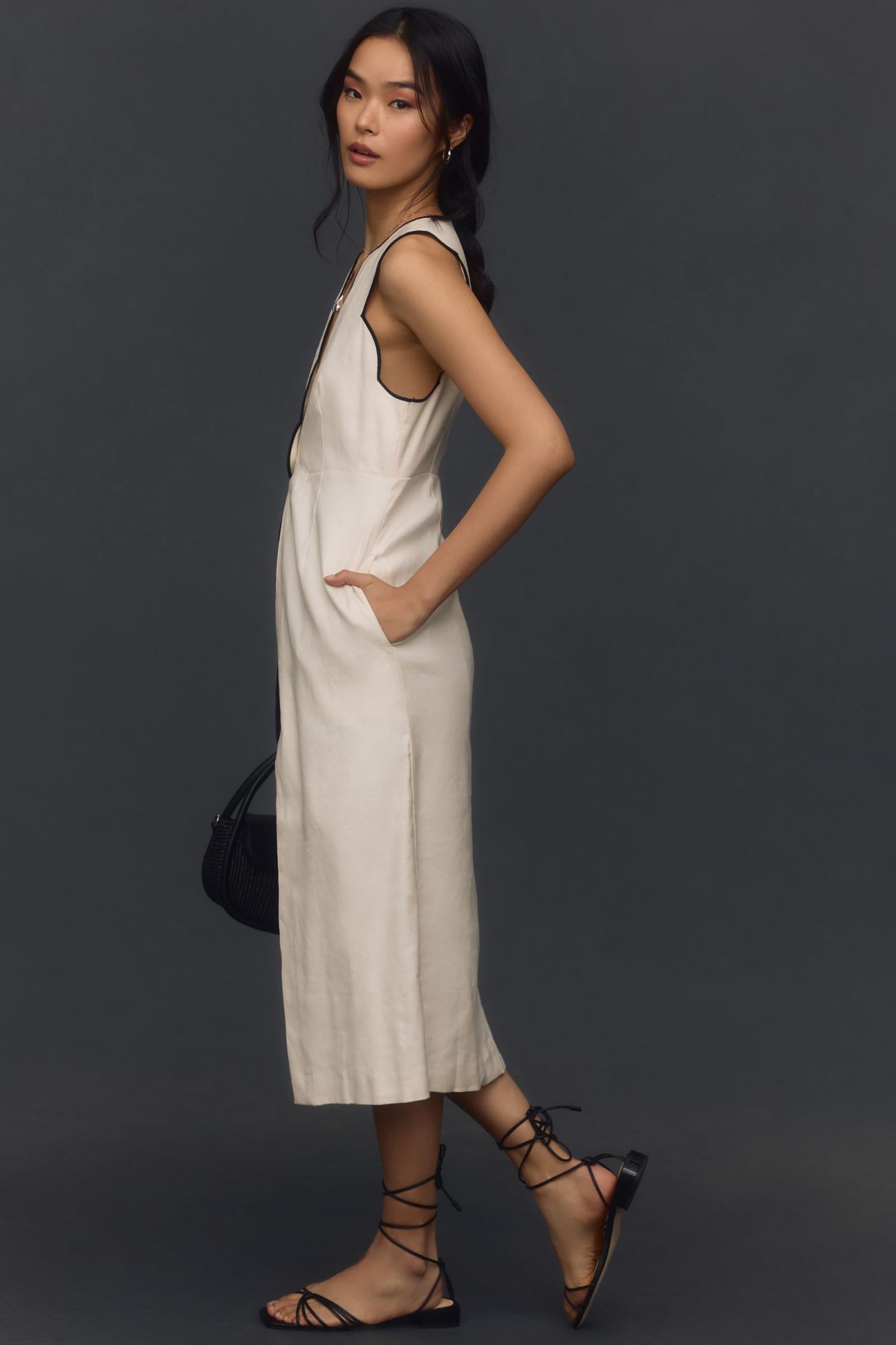 Maeve Tipped Linen Longline Vest