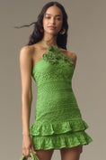 Load image into Gallery viewer, Farm Rio Halter Floral Ruffle Crochet Mini Dress
