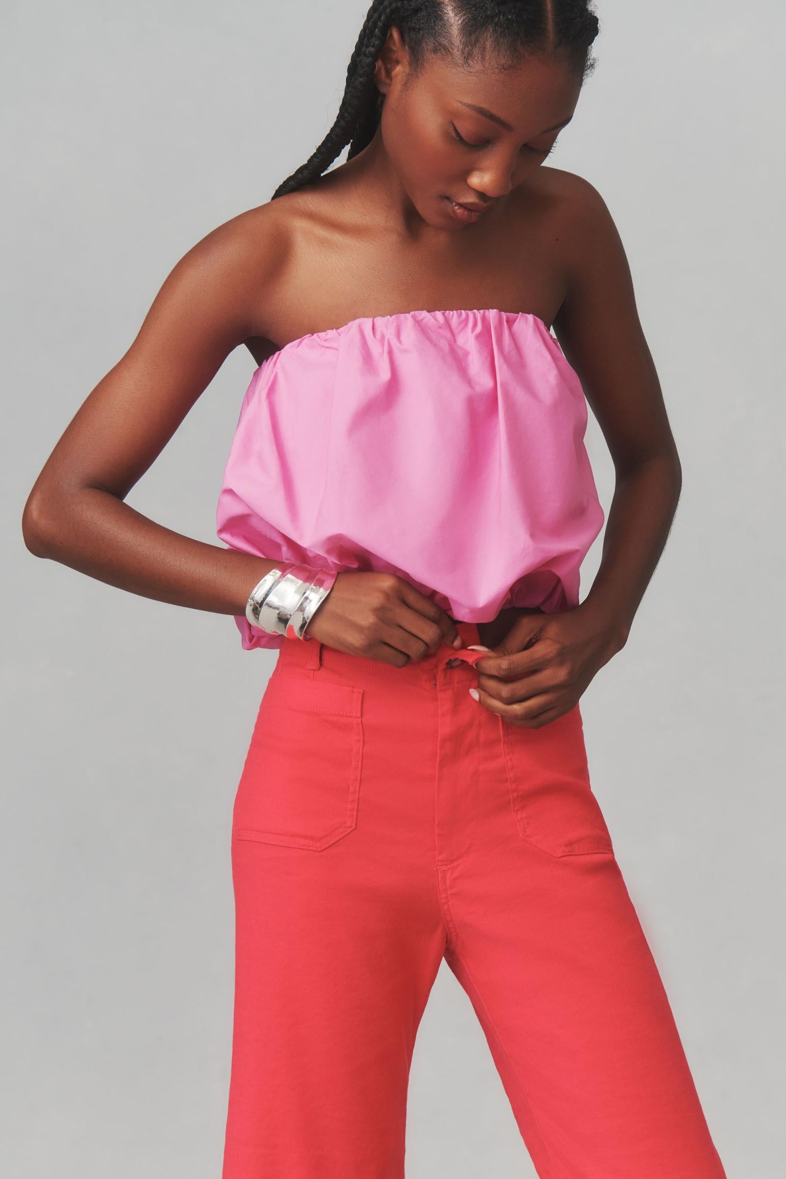 Maeve Strapless Poplin Bubble Top