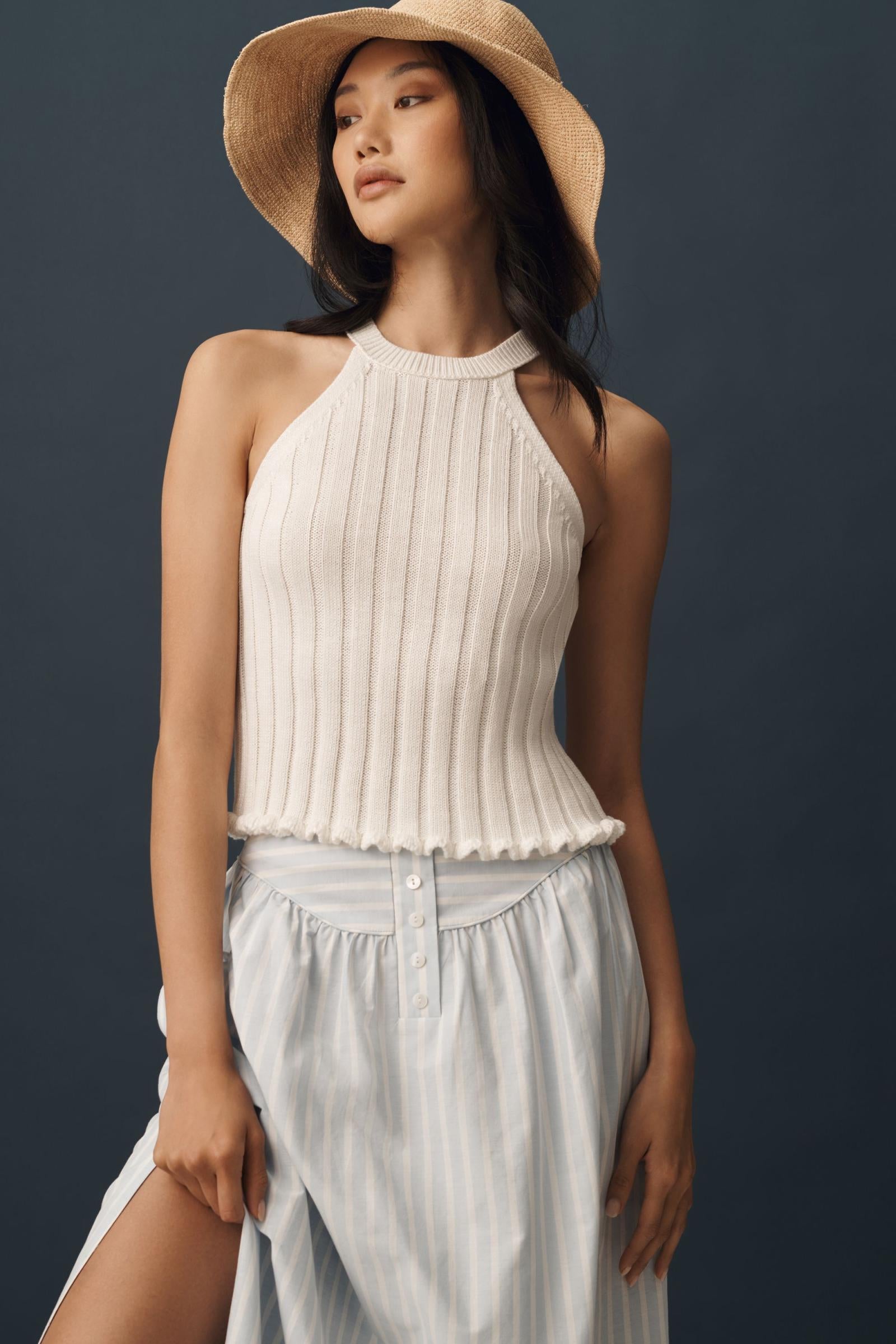 Pilcro Halter Ribbed Sweater Tank