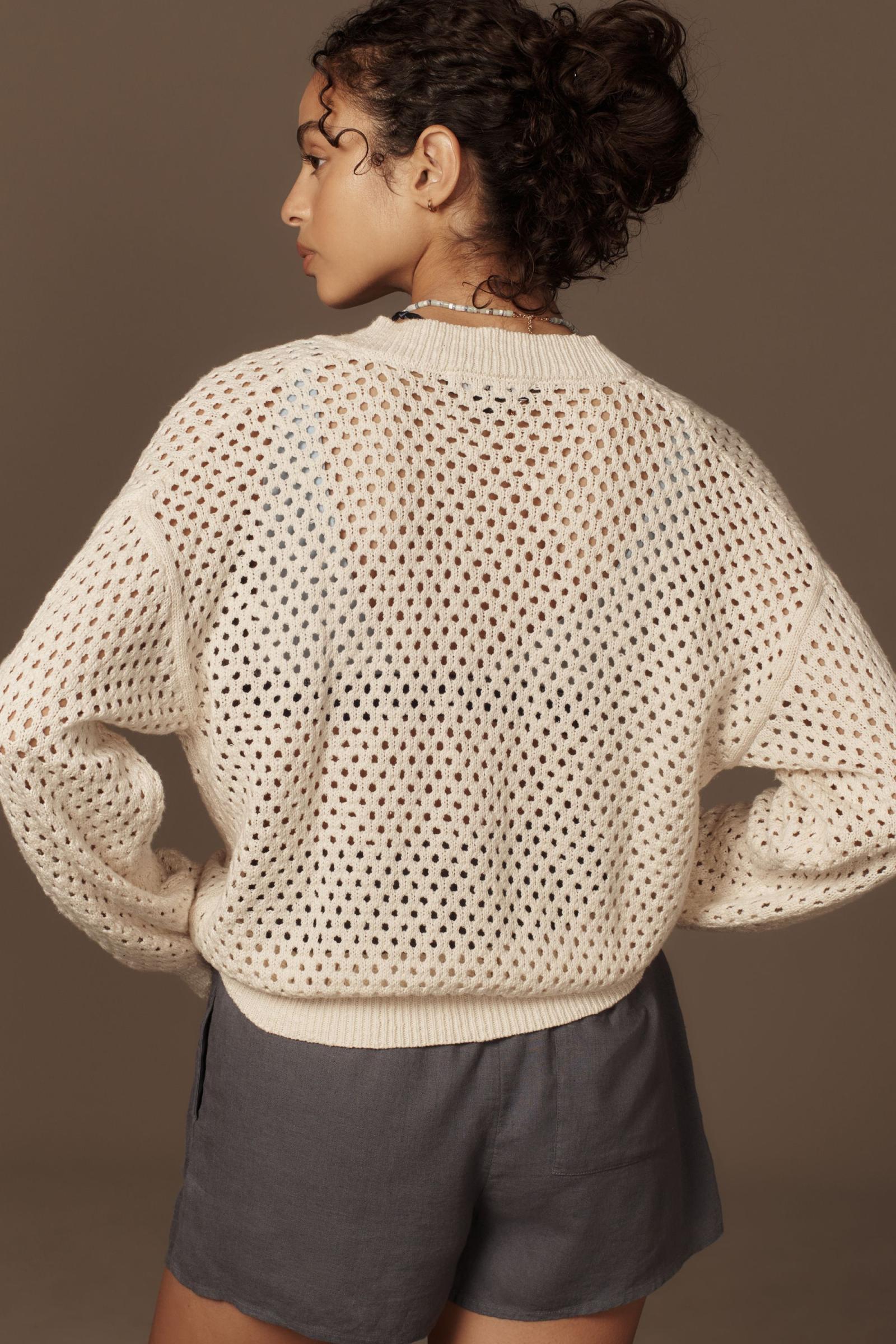 Sanctuary Stepping Out Crochet Knit Bomber Jacket