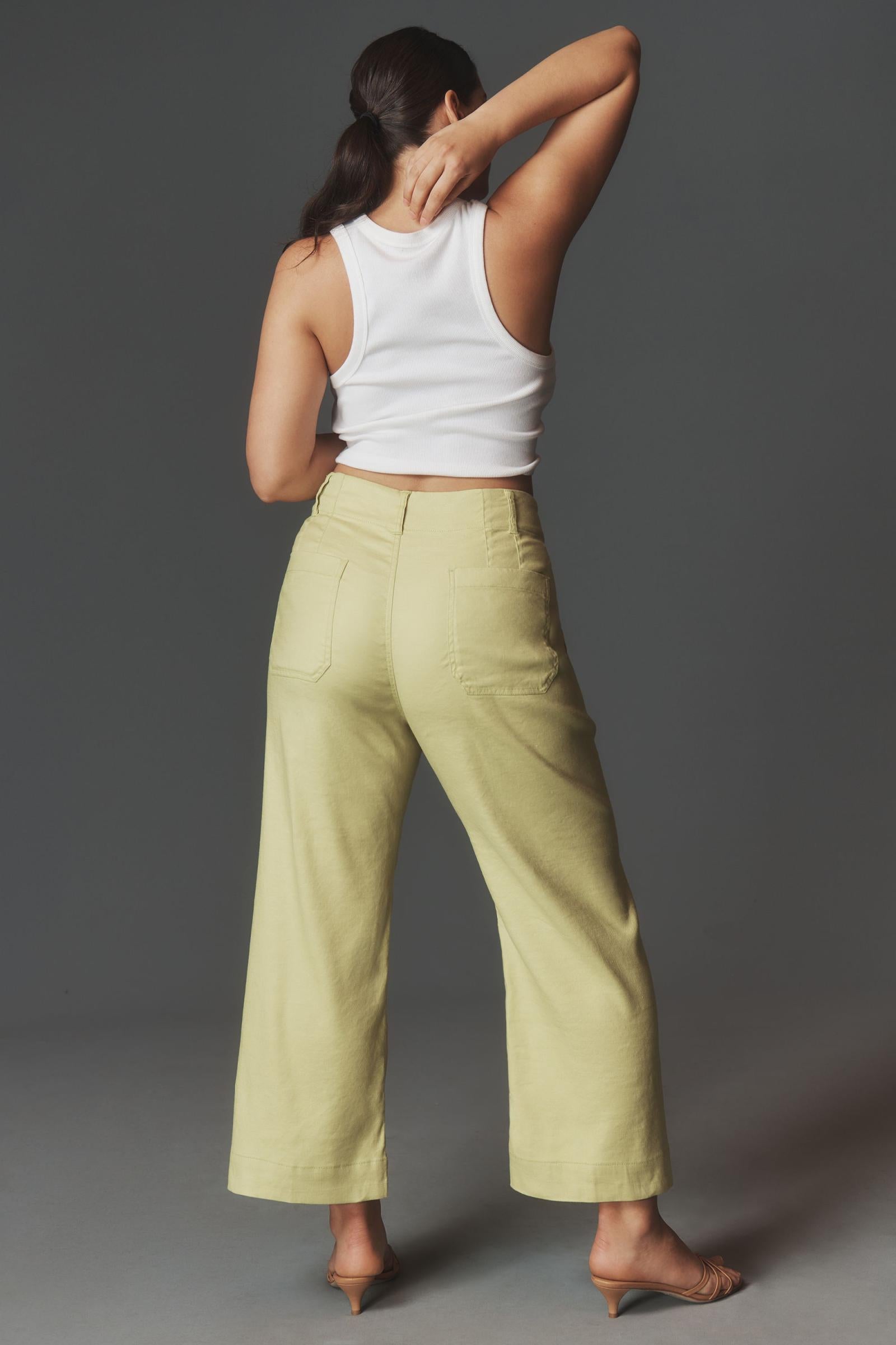 The Colette Cropped Wide-Leg Pants by Maeve: Linen Edition