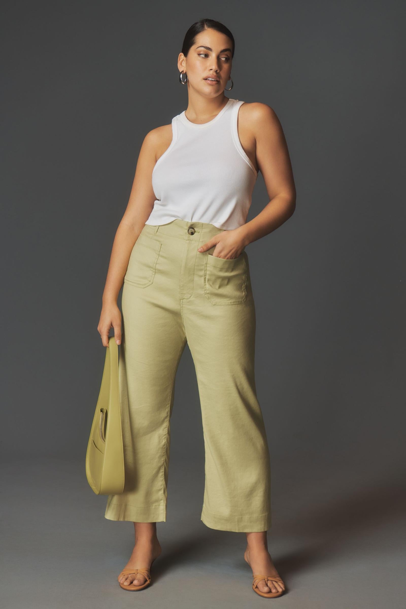 The Colette Cropped Wide-Leg Pants by Maeve: Linen Edition