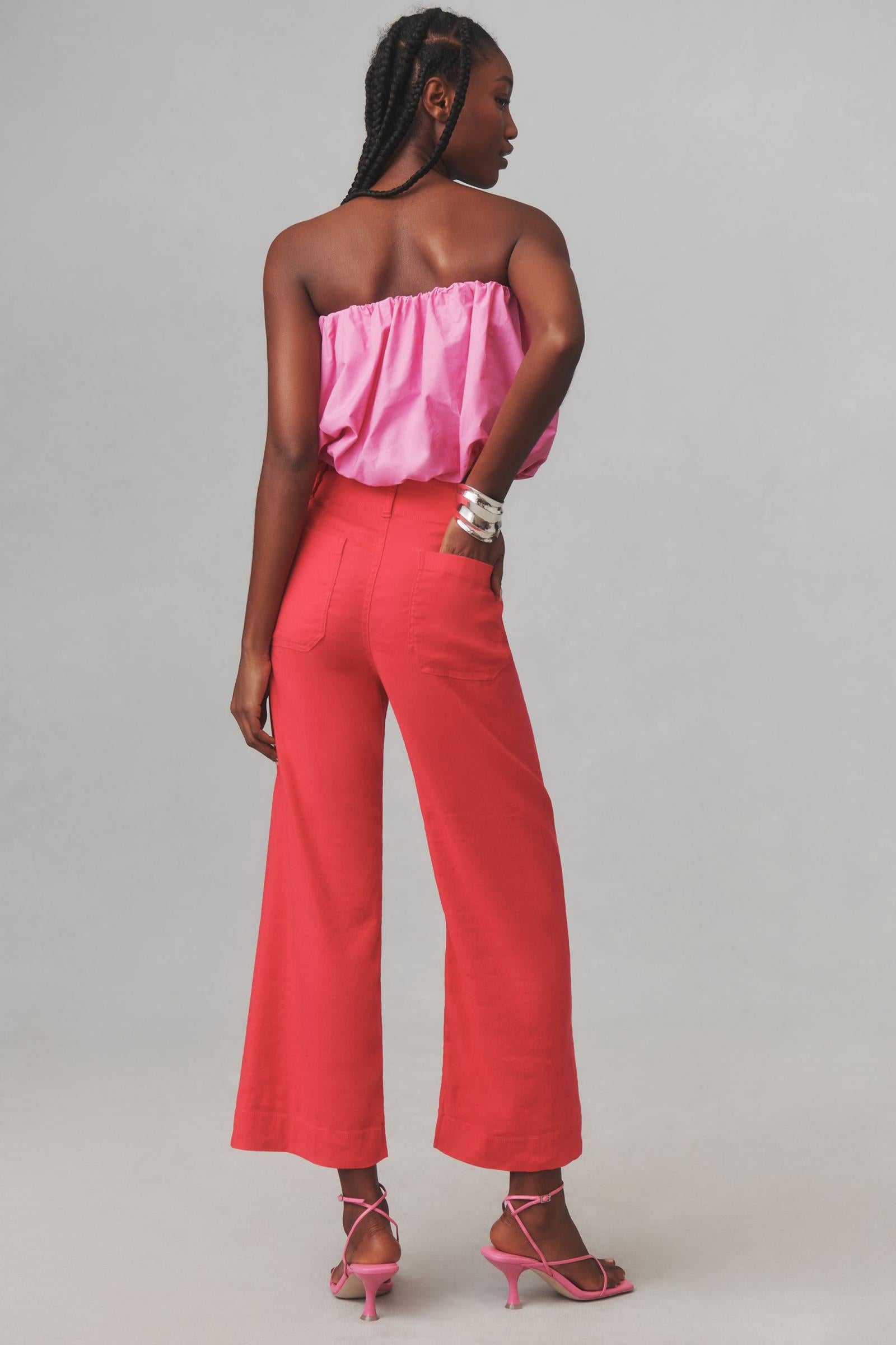 The Colette Cropped Wide-Leg Pants by Maeve: Linen Edition