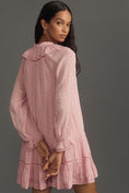 Load image into Gallery viewer, By Anthropologie Long-Sleeve V-Neck Ruffled Mini Tunic Dress
