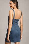 Load image into Gallery viewer, Porridge Rosette Denim Slim Mini Dress
