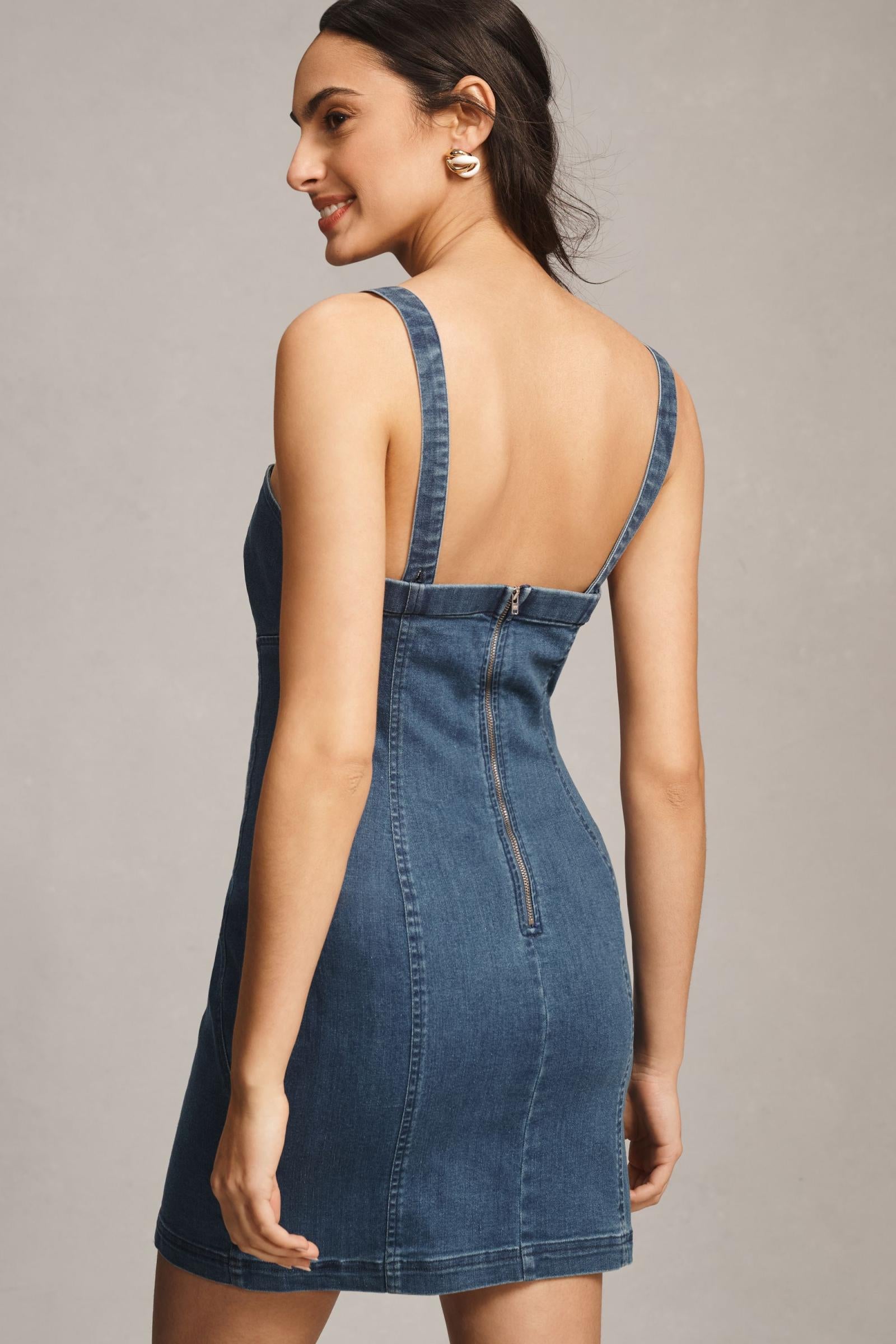 Porridge Rosette Denim Slim Mini Dress