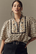 Load image into Gallery viewer, By Anthropologie Pleated Puff-Sleeve Blouse
