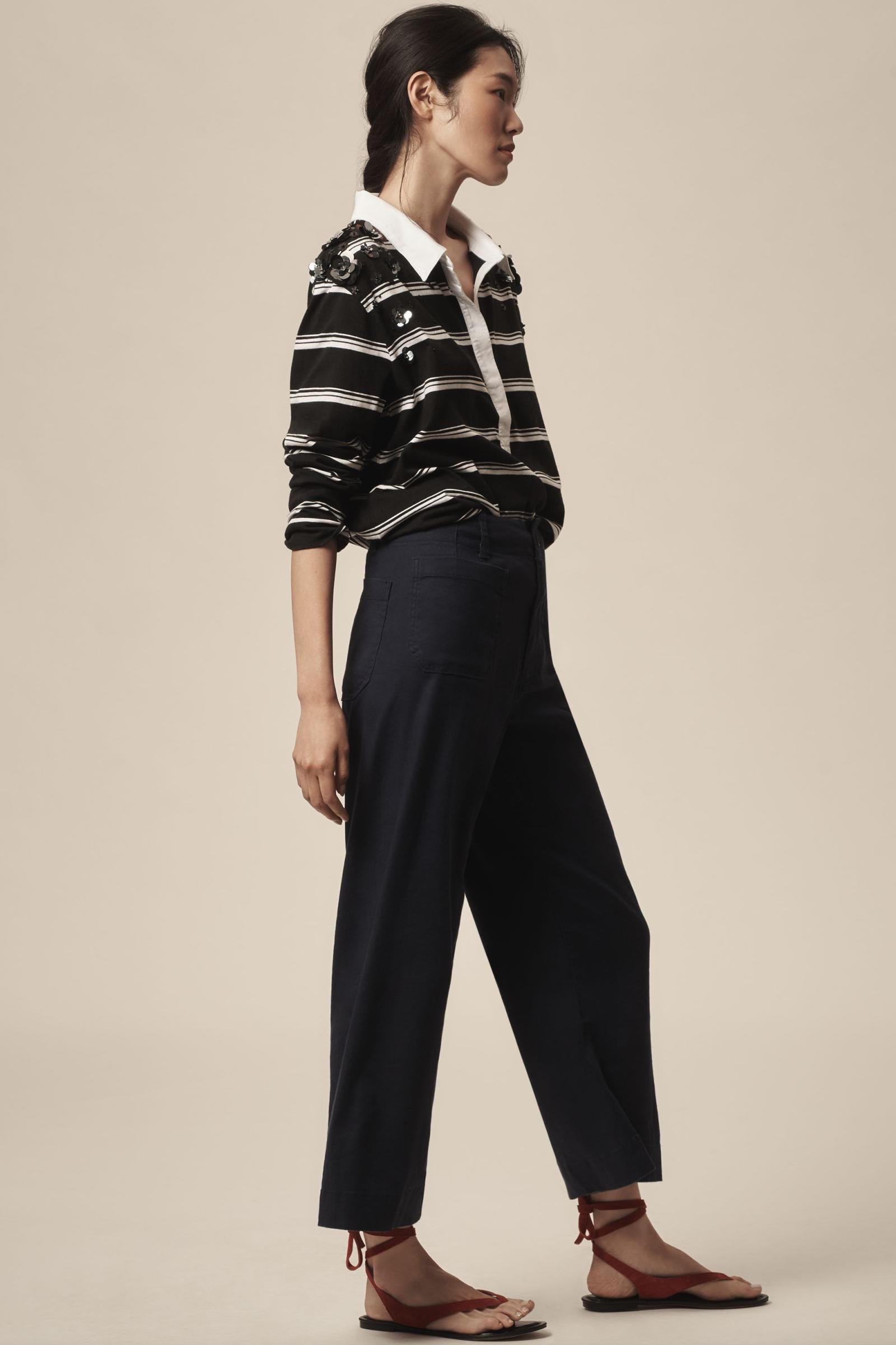 The Colette Cropped Wide-Leg Pants by Maeve: Linen Edition