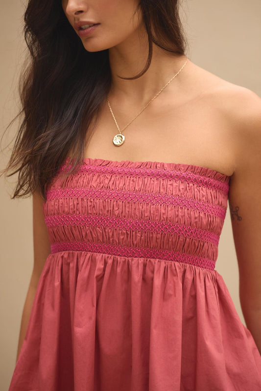 By Anthropologie Strapless Smocked Top