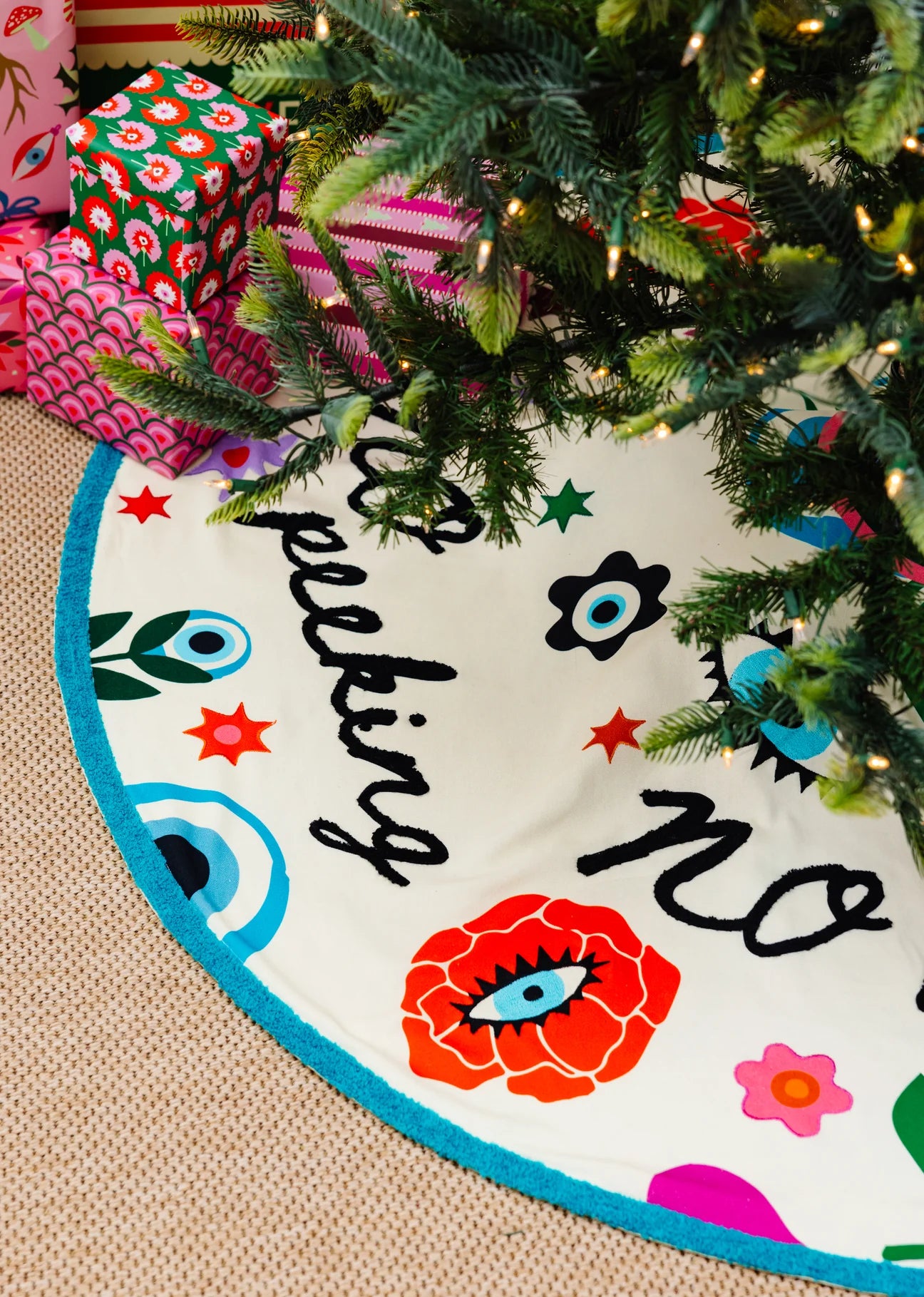 Furbish Studio - Embroidered Tree Skirt - No Peeking