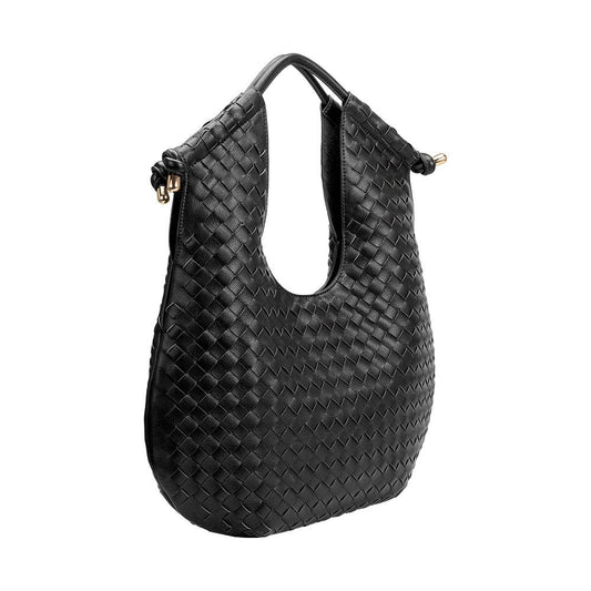 Tracy Woven Black Recycled Vegan Shoulder Bag