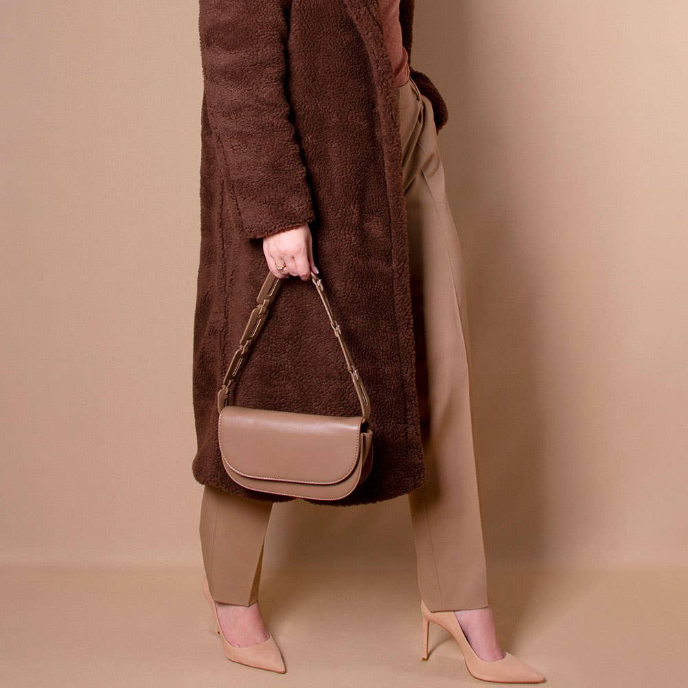 Inez Taupe Recycled Vegan Shoulder Bag