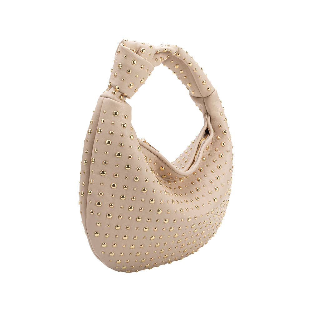 Brigitte Large Studded Bone Shoulder Bag