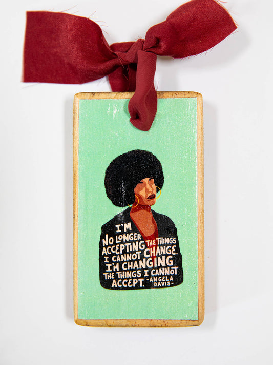 Angela Davis Wood Holiday Ornament