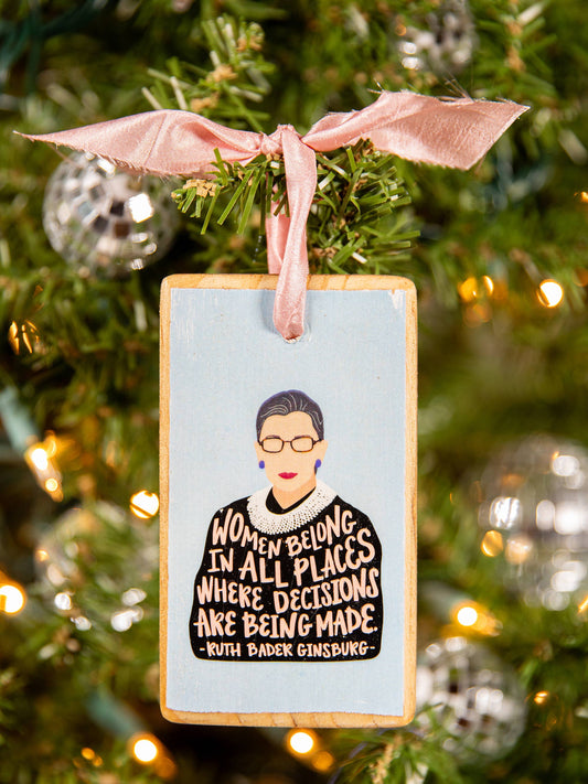 Ruth Bader Ginsburg Wood Holiday Ornament