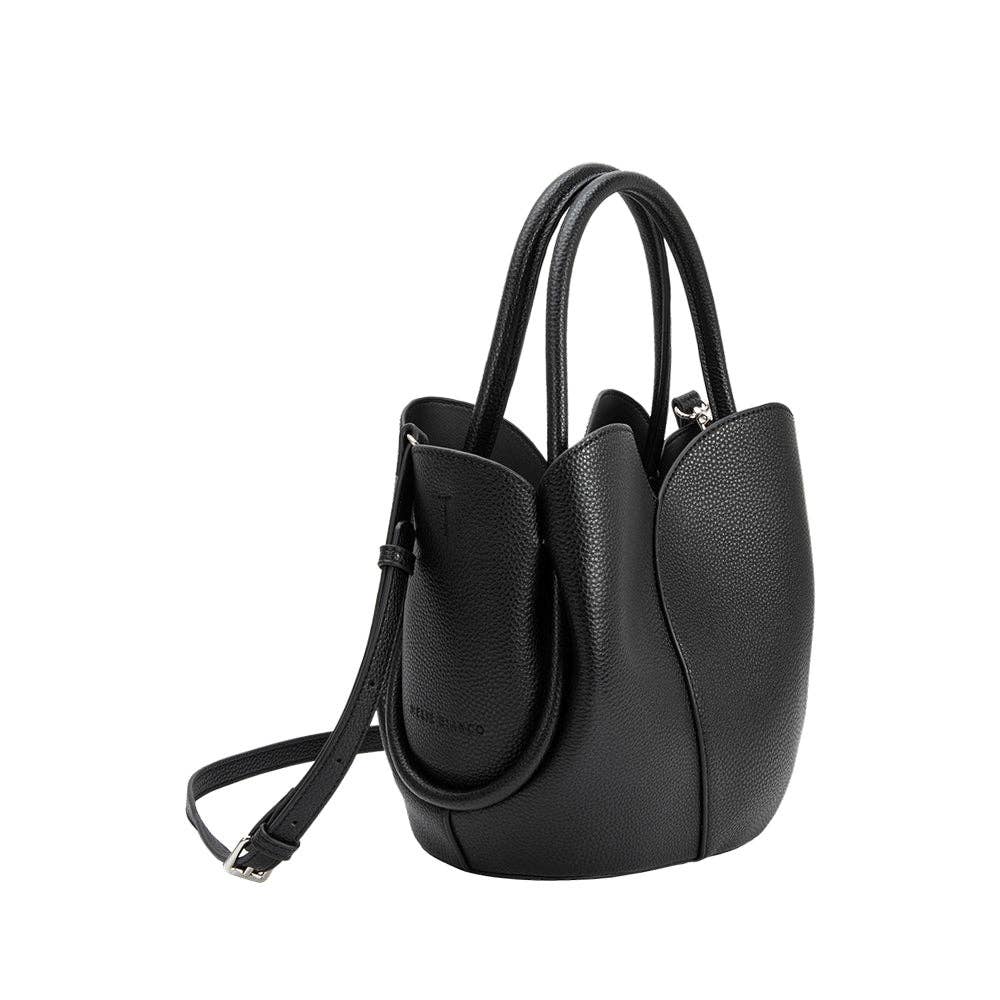 Tulip Black Recycled Vegan Top Handle Bag