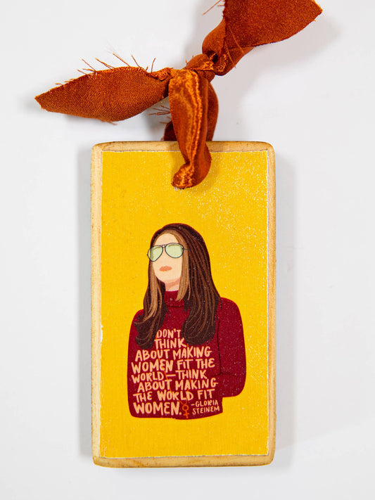 Gloria Steinem Wood Holiday Ornament