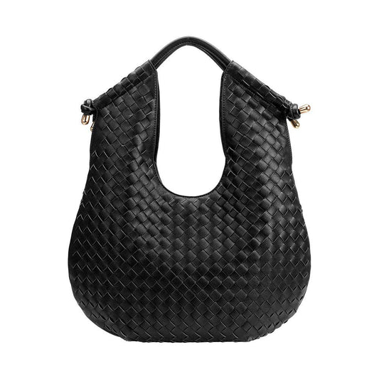 Tracy Woven Black Recycled Vegan Shoulder Bag